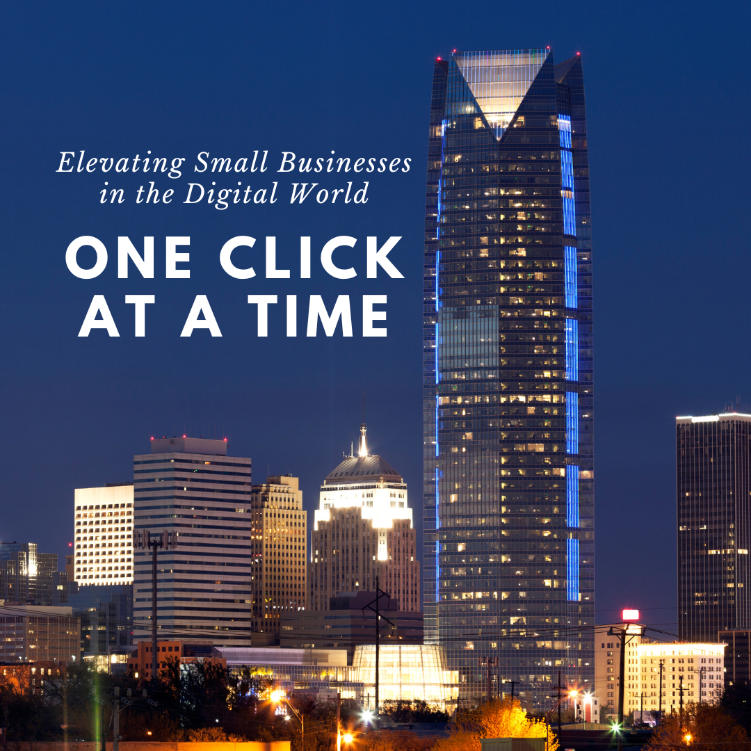 Elevating small businesses in the digital world, one click at a time across the Oklahoma City downtown skyline at night.