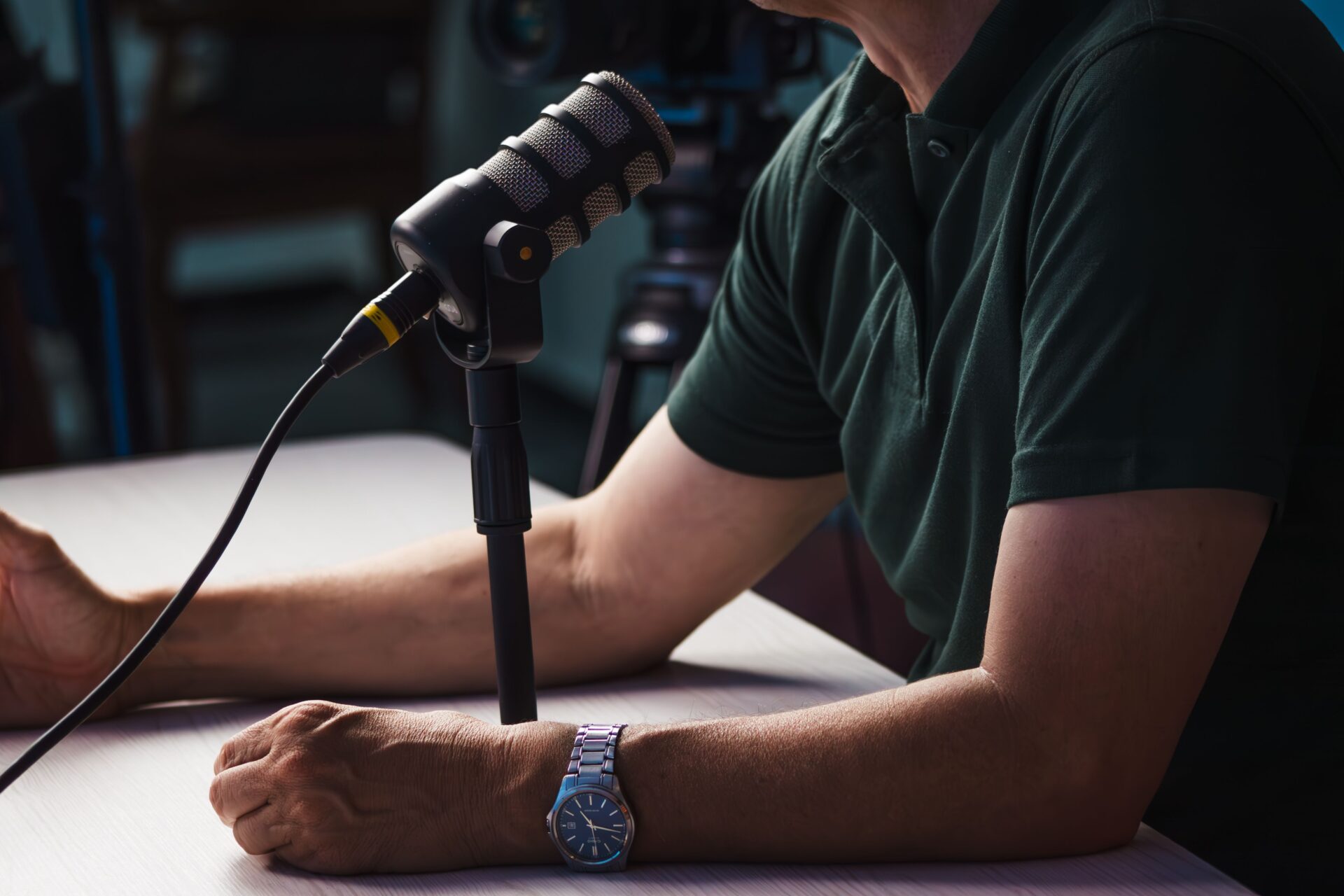Professionals recording an educational organization podcast